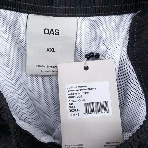 OAS Swimwear Mens XXL Brown Floral Blossom Swim Trunks Pockets Drawstring - Picture 2 of 10